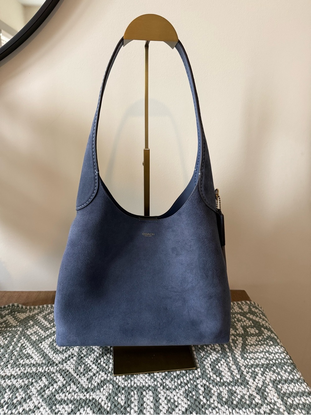 Coach Brooklyn 28 Blue Denim Suede Hobo Shoulder Bag NWT